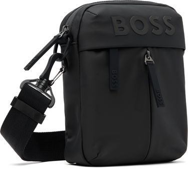 Taška cez rameno BOSS Faux-Leather Reporter Bag Čierna | 50516893, 4