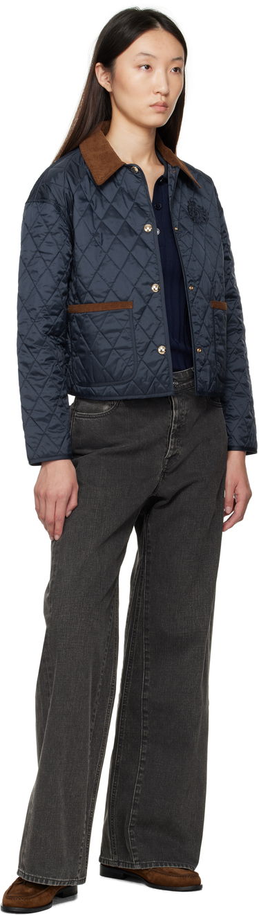 Bunda Sporty & Rich Sporty & Rich H&W Crest Cropped Quilted Jacket Navy | OW027620241BL106, 3