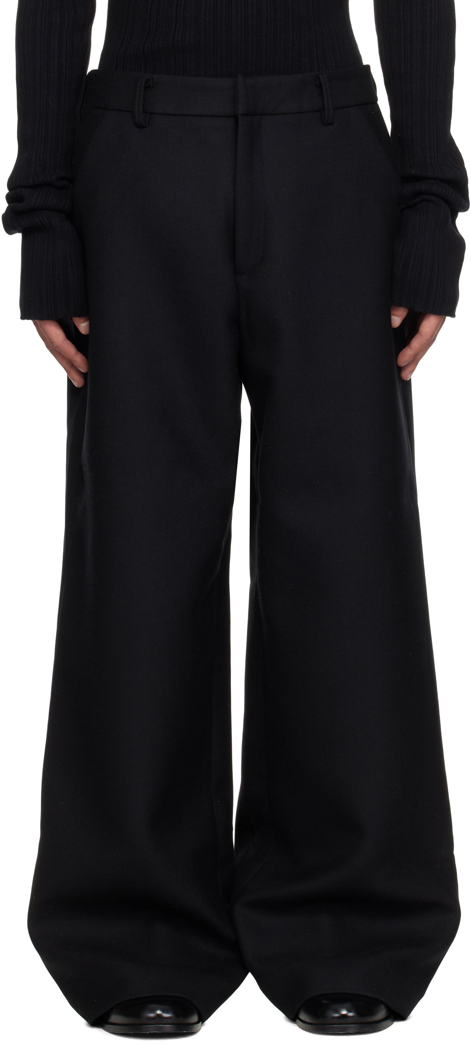 Nohavice Entire Studios Wideleg Trousers Čierna | ESU-S25-3003-BW, 0