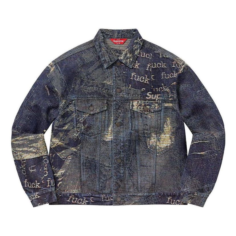 Bunda Supreme Archive Denim Jacquard Trucker Jacket Modrá | SUP-SS23-236