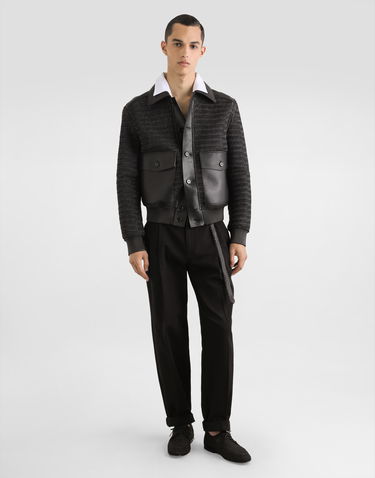 Bunda Dolce & Gabbana Dolce & Gabbana Raffia Mesh and Leather Jacket Čierna | G9BOATGJ218N0000, 1