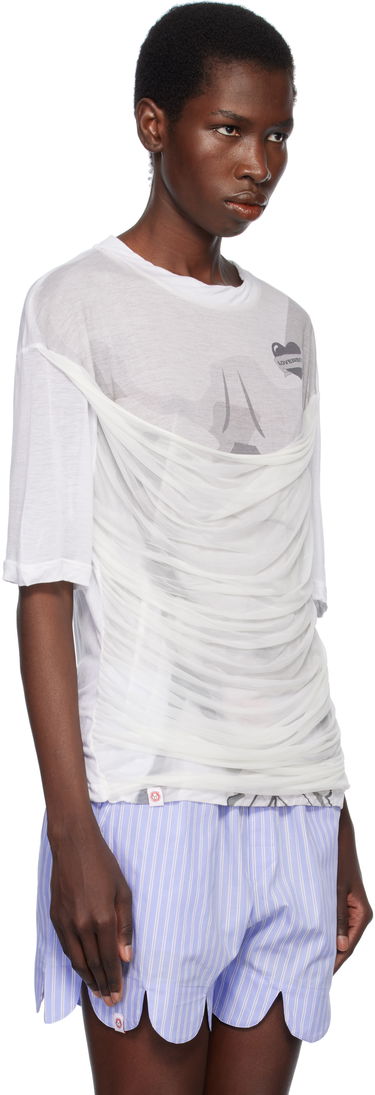 Tričko Charles Jeffrey Loverboy Charles Jeffrey LOVERBOY Draped Mesh T-Shirt Biela | 54080101, 1