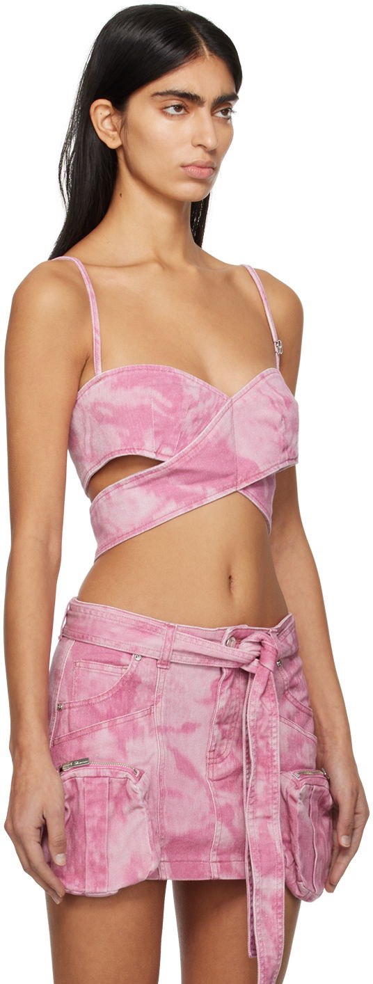 Pink Denim Tie-Front Camisole