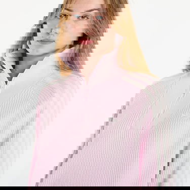 Sveter adidas Originals Ribbed Knit Quarter-Zip Funnel Neck Sweater with Three Stripes Ružová | KS7785, 4