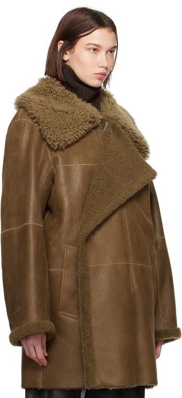 Kabáty LEMAIRE Lemaire Asymmetrical Shearling Coat Hnedá | CO1079 LL0037, 1