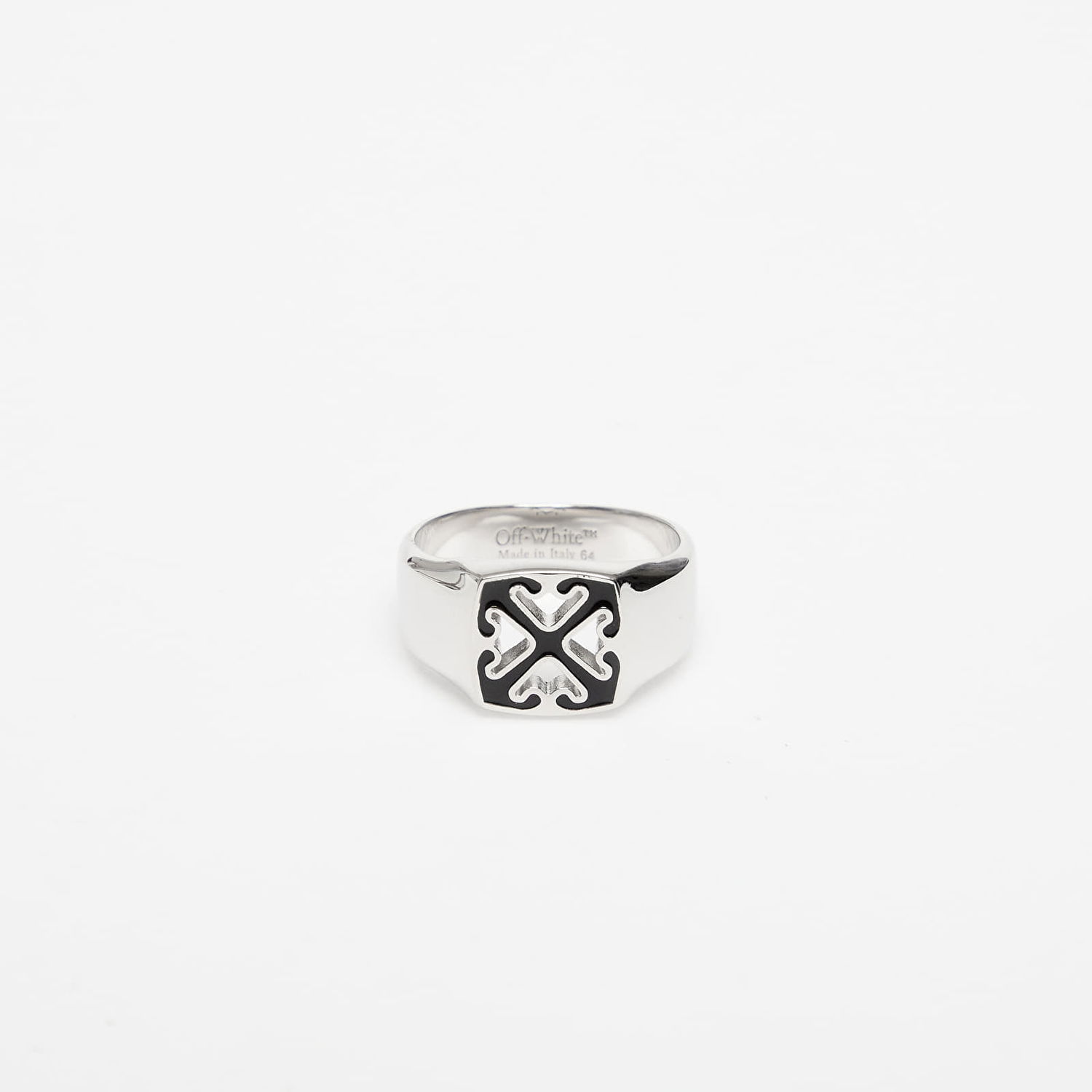 Prsteň Off-White Enamel Arrow Ring Silver/ Black Metalická | OMOC078C99MET0017210, 0