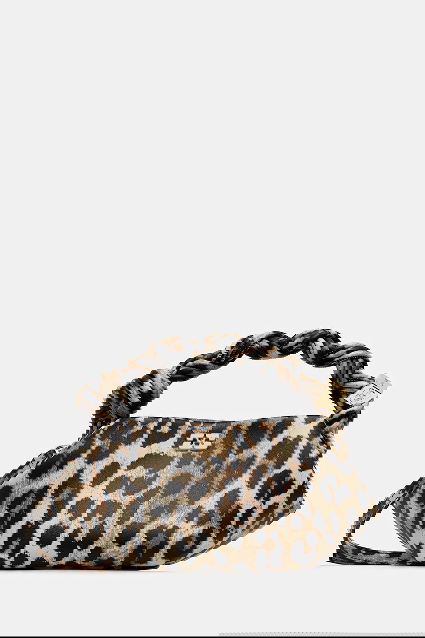 Kabelka GANNI Leather Bou Bag Mini Leopard Print with Braided Handle Rôznofarebný | A6948, 0