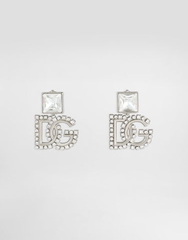 Náušnice Dolce & Gabbana Dolce & Gabbana DG Logo Rhinestone Earrings Metalická | WER2L1W111187655, 0