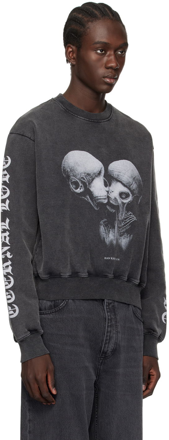Mikina Han Kjøbenhavn Aliens Kissing Graphic Sweatshirt Čierna | M-133224, 1