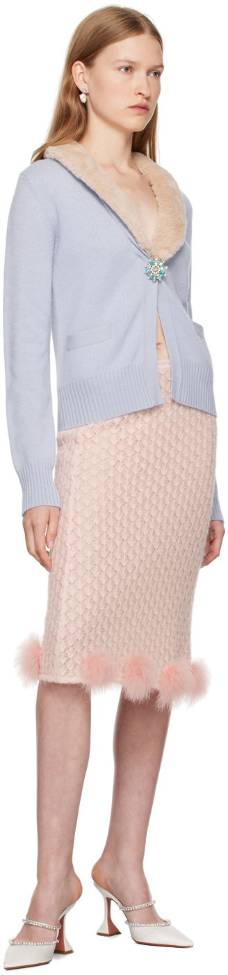 Sveter Blumarine Blumarine Faux-Fur Collar Cropped Cardigan Modrá | A444M077A, 3