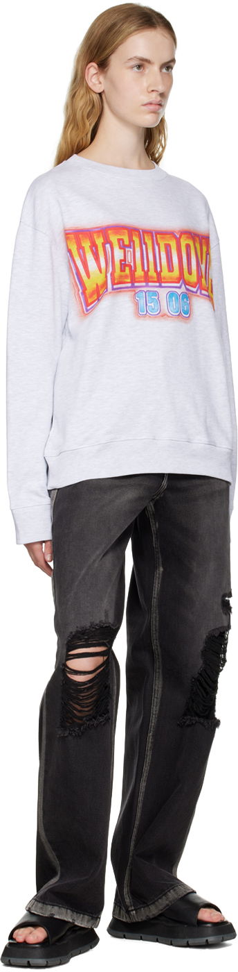 Sveter We11done We11done Crewneck Sweatshirt with Graphic Print Šedá | WD-TS3-22-765-U-GY, 3