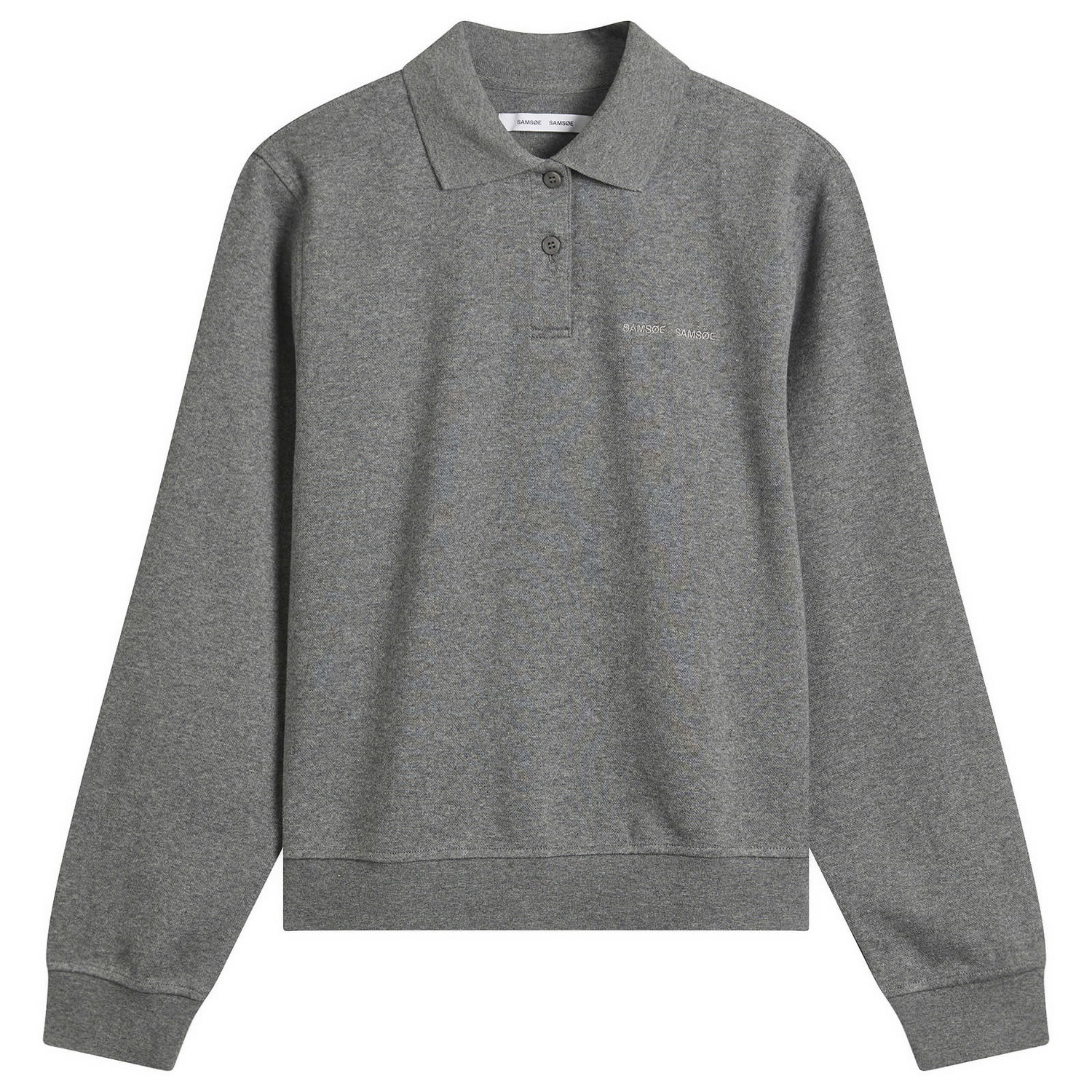 Polo tričko Samsoe Samsoe Sadory Long Sleeve Polo Top Šedá | F25400107-CLR001804, 0