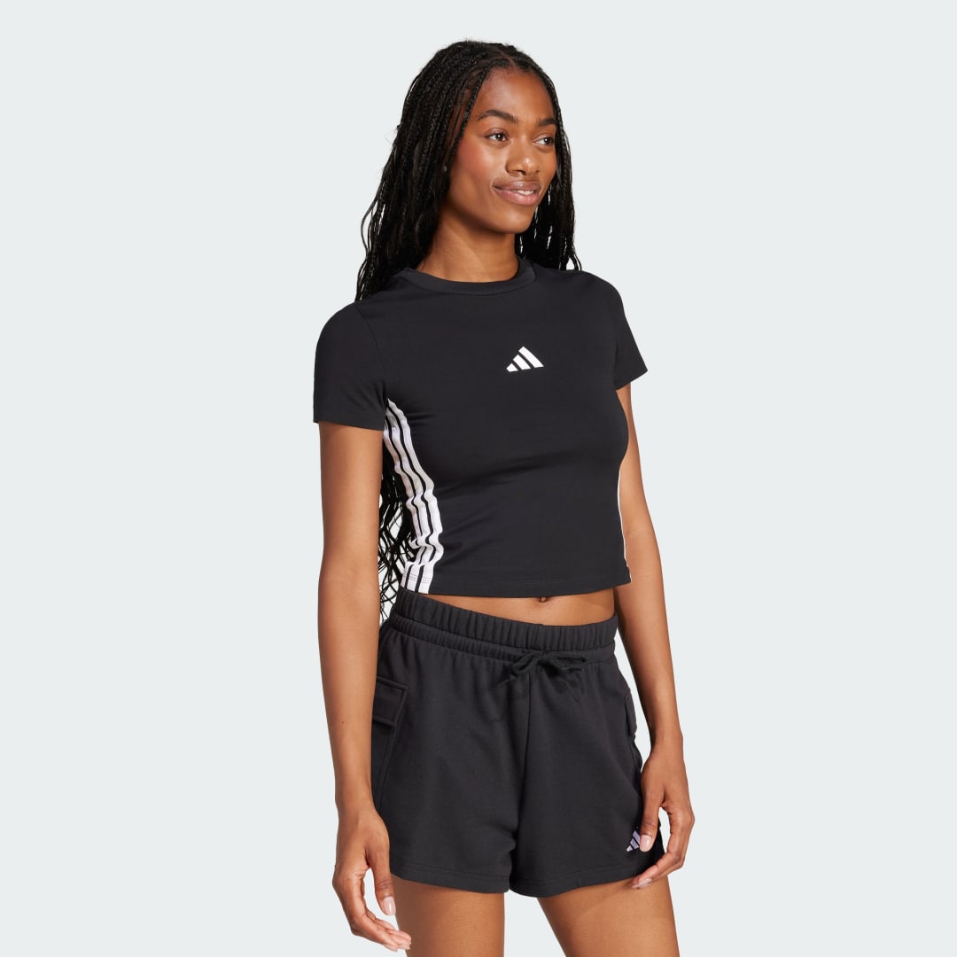 Crop Top adidas Performance Slim 3-Stripes Cropped T-Shirt Čierna | JC8325, 1