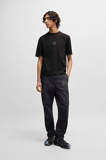 Tričko BOSS HUGO x RB Cotton-Jersey T-Shirt with Stealth Logo Čierna | 50542766, 1