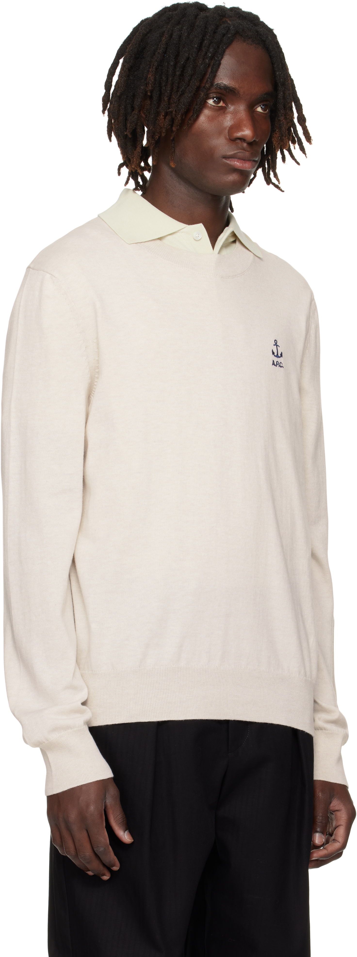 Sveter A.P.C. A.P.C. Gabin Anchor Logo Knit Sweater Béžová | COGDK-H23412, 1