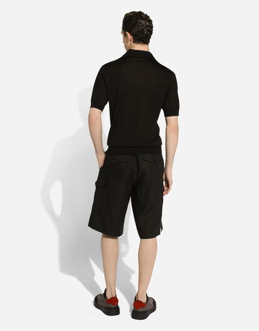 Polo tričko Dolce & Gabbana Silk Polo Shirt With Embroidery Čierna | GXZ09ZJBSJSN0000, 2
