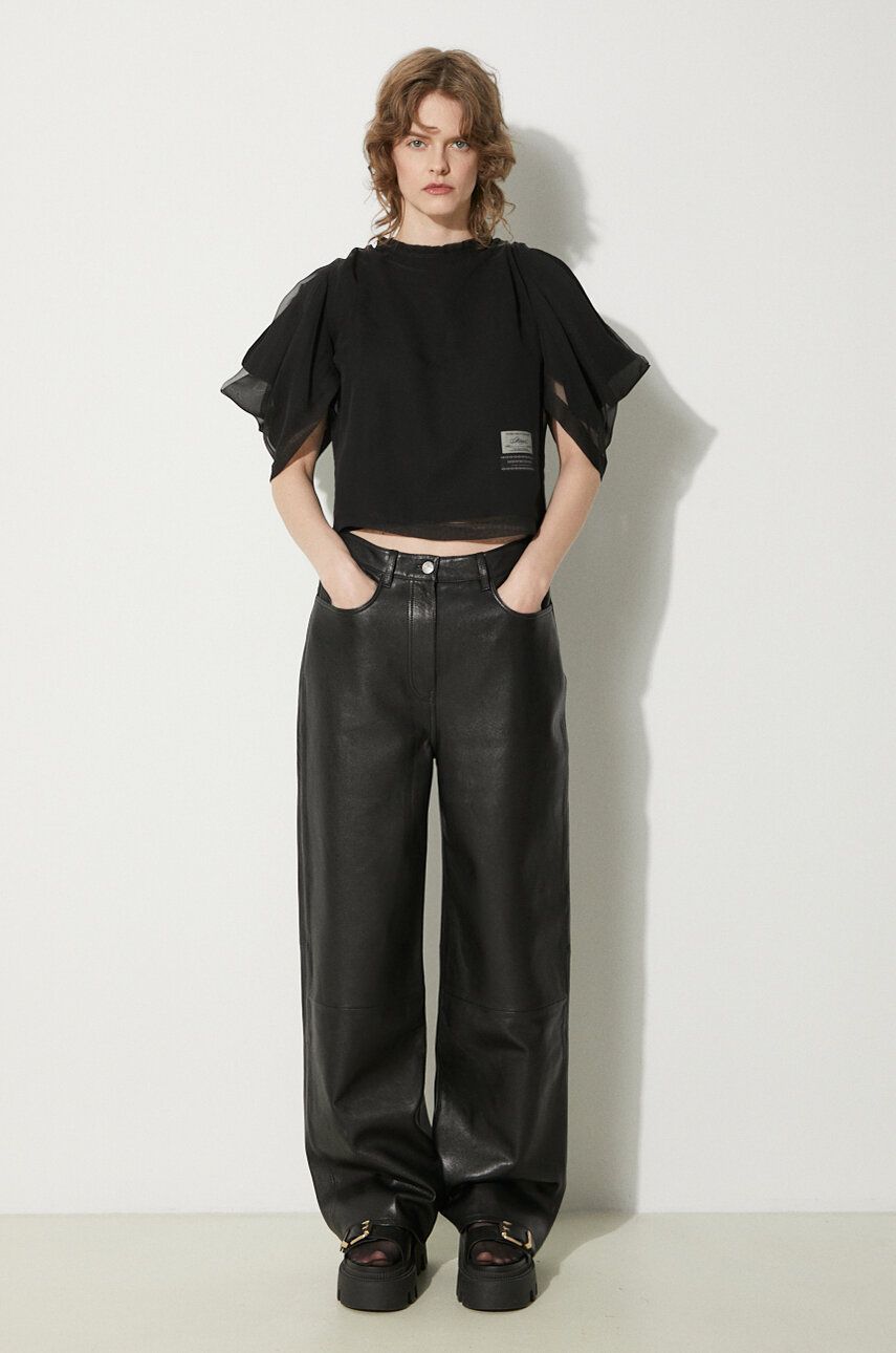Crop Top UNDERCOVER Undercover Pullover Sheer Sleeve Top Čierna | UC1D1803.2, 1
