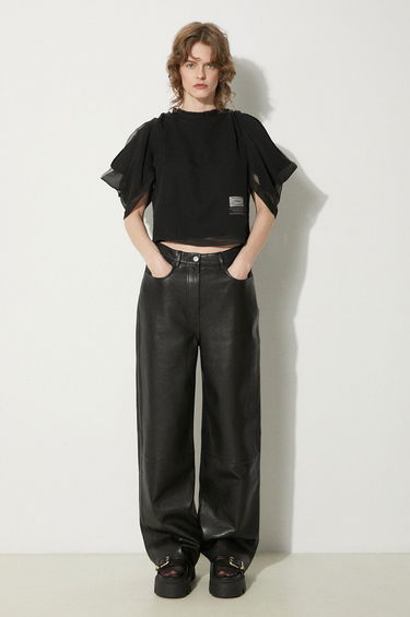 Crop Top UNDERCOVER Undercover Pullover Sheer Sleeve Top Čierna | UC1D1803.2, 1
