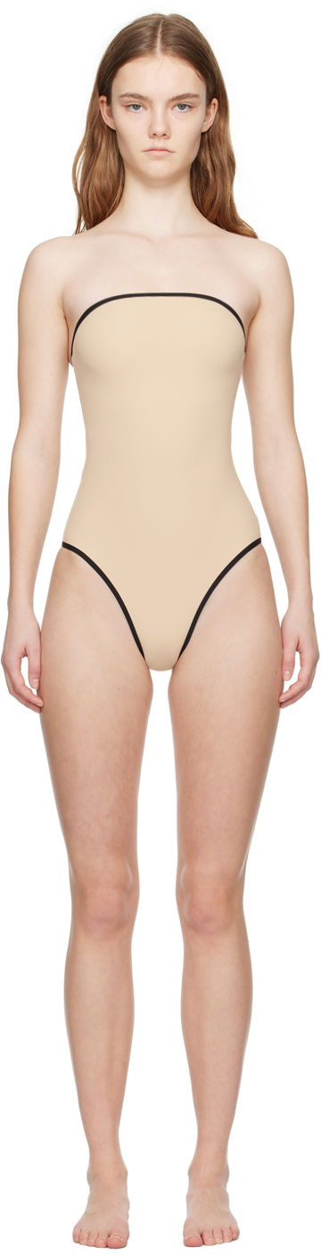 Plavky TOTEME TOTEME Women's Bandeau One-Piece Swimsuit Béžová | 241-WSW1027-FB0097, 0