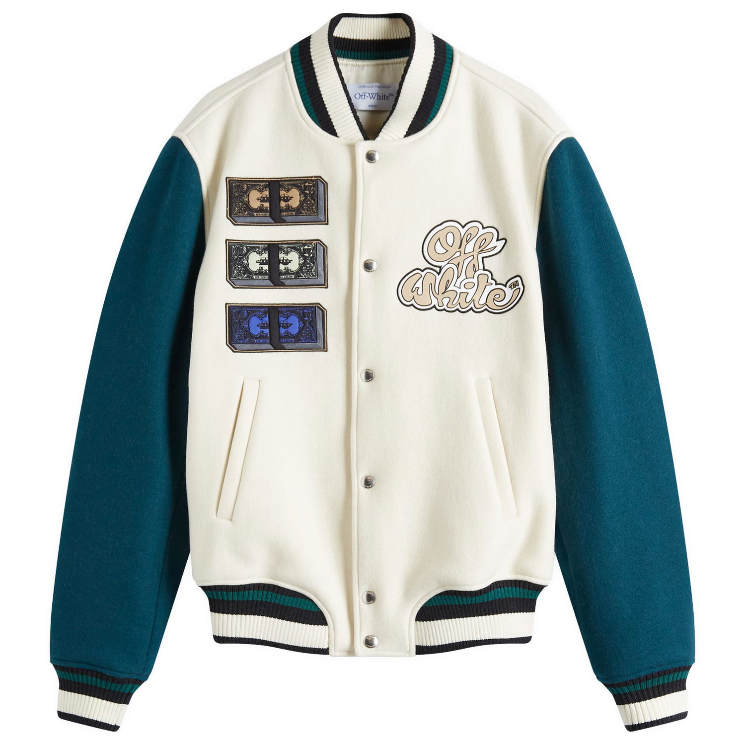 Bomber bunda Off-White Cash Wool Varsity Jacket, Size Small Biela | OMEH053S25FAB0020B84, 1