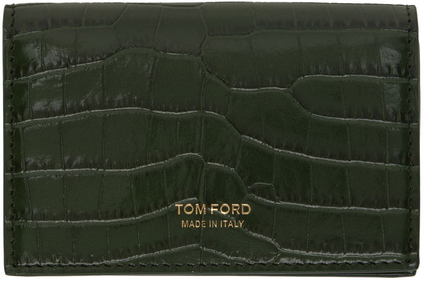 Peňaženka Tom Ford Printed Croc Card Holder Zelené | Y0277-LCL403G, 0