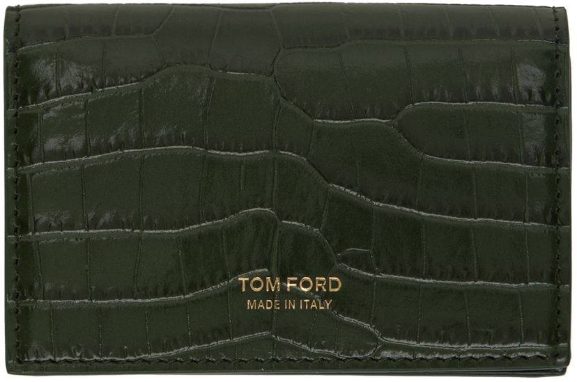 Peňaženka Tom Ford Printed Croc Card Holder Zelené | Y0277-LCL403G