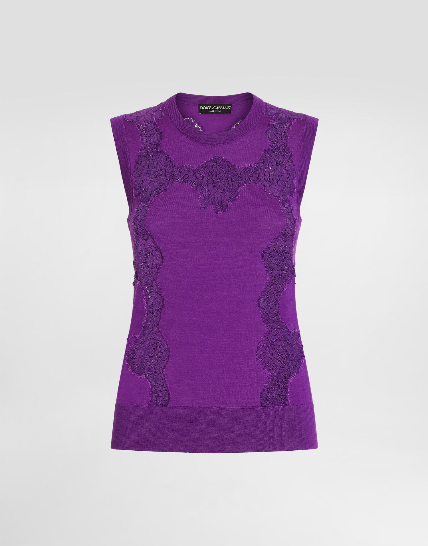 Tielko Dolce & Gabbana Dolce & Gabbana Wool and Lace Tank Top Fialová | FXT02TJDVCSF0571, 0