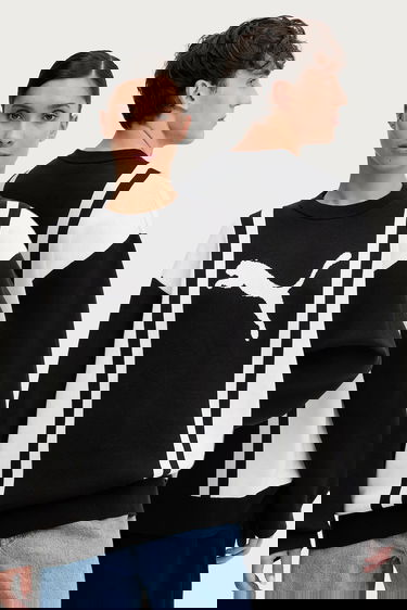 Sveter Puma Vertical Stripe Color Block Crewneck Knit Sweater Čierna | 632294, 0