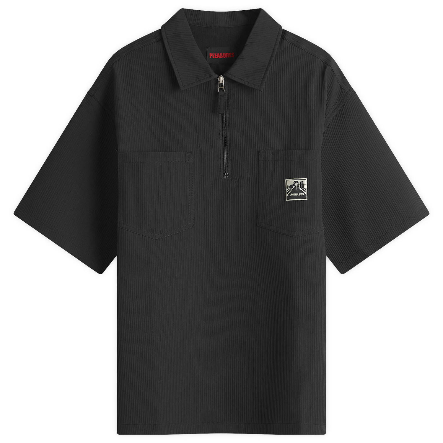 Polo tričko Pleasures Electron Half Zip Shirt Čierna | P25SP023-BLK, 0