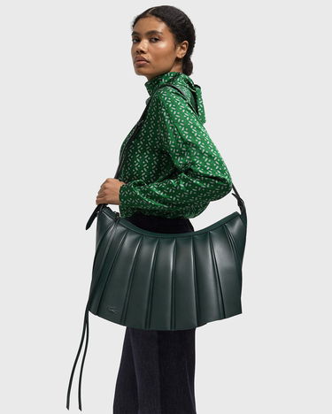 Kabelka Lacoste Pleated Leather Hobo Bag Zelené | NU5212DP-946, 2