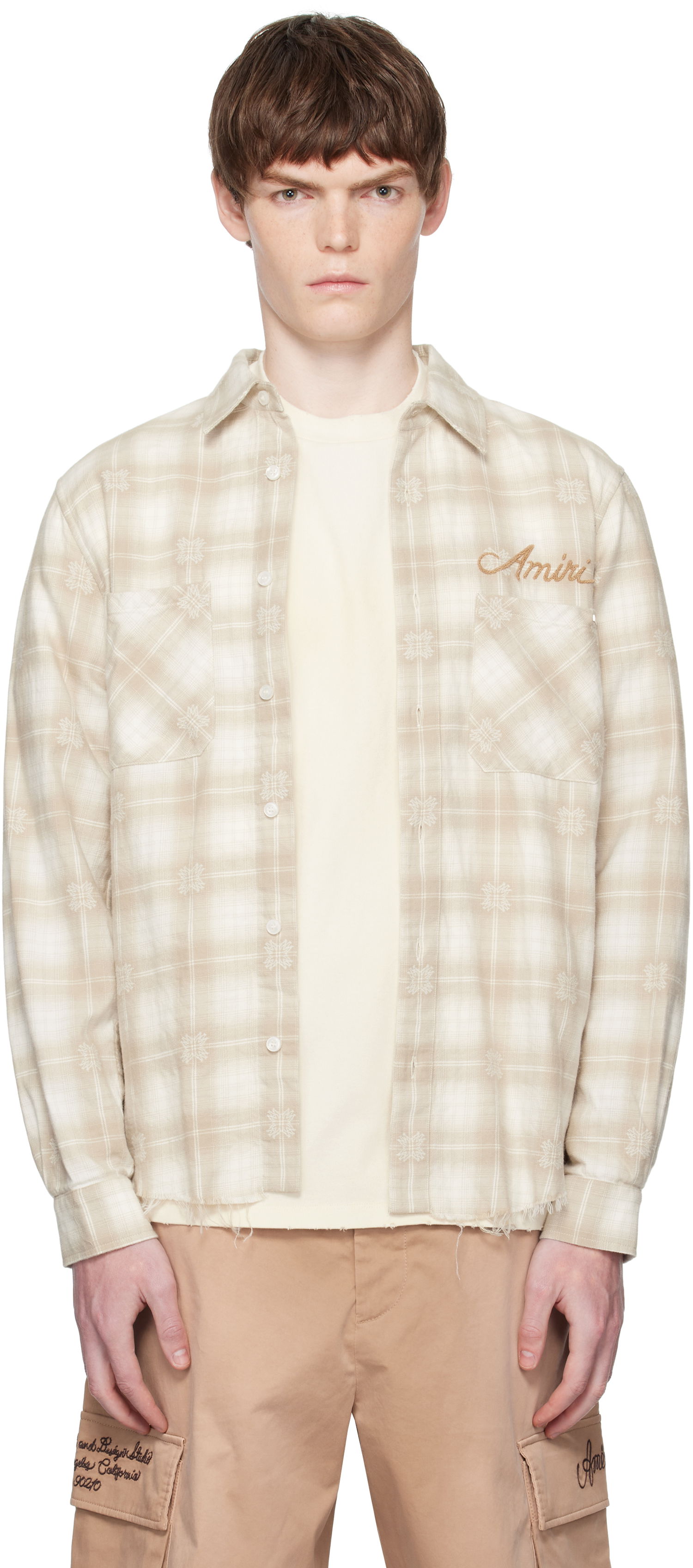 Košeľa AMIRI Amiri Bleach Bandana Patch Flannel Shirt Béžová | AMSTFL1015, 0