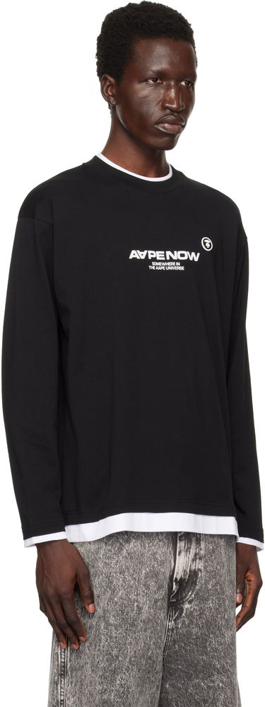 Tričko AAPE by A Bathing Ape AAPE by A Bathing Ape 'AAPE Now' Layered Long Sleeve T-Shirt Čierna | AAPLTM1543XXNBKX, 1