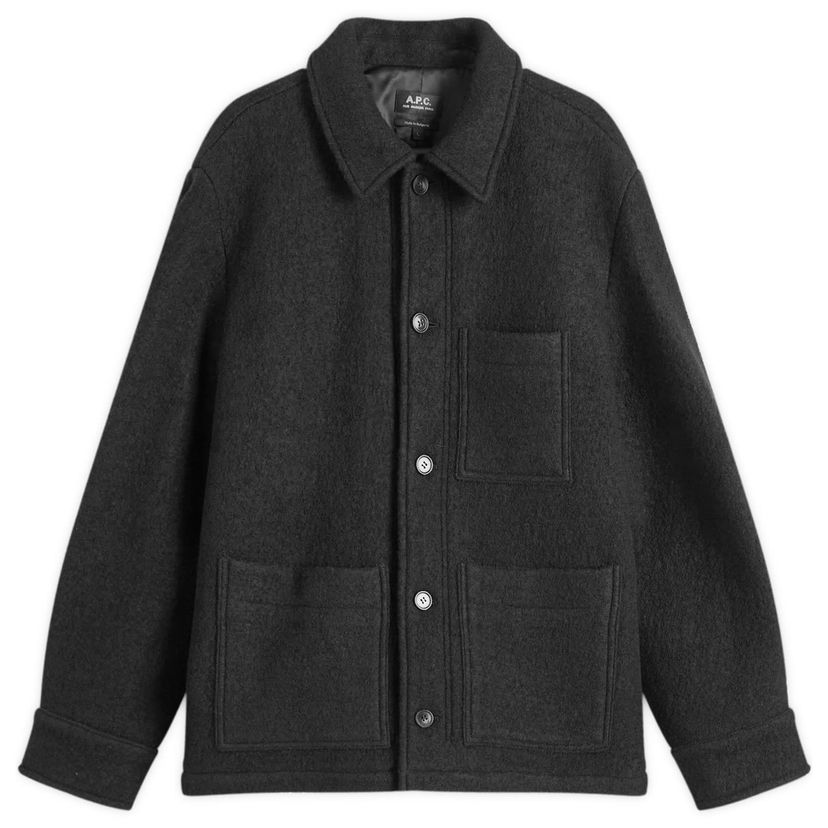 Bunda A.P.C. Men's Emile Felted Wool Chore Jacket, Size Small Čierna | WVBEH-H32029-LZZ
