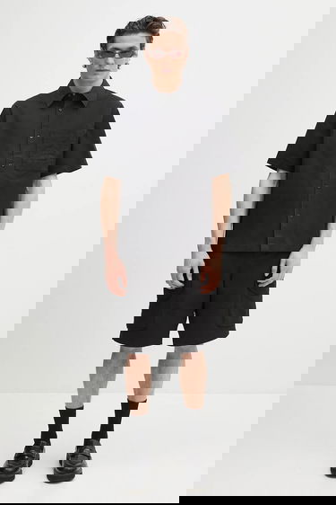 Košeľa AXEL ARIGATO Stitch Embroidered Relaxed Fit Short-Sleeve Shirt with Classic Collar Čierna | A3050001, 4