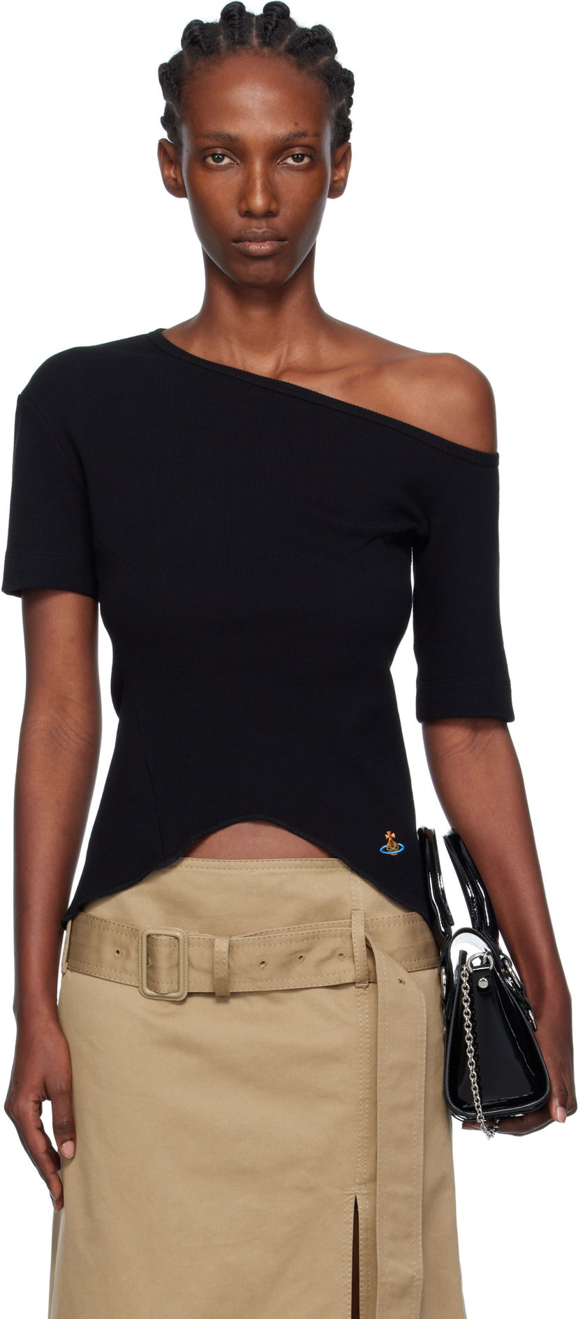 Tričko Vivienne Westwood Vivienne Westwood Asymmetrical Shoulder T-Shirt Čierna | 1G010010-J009C-