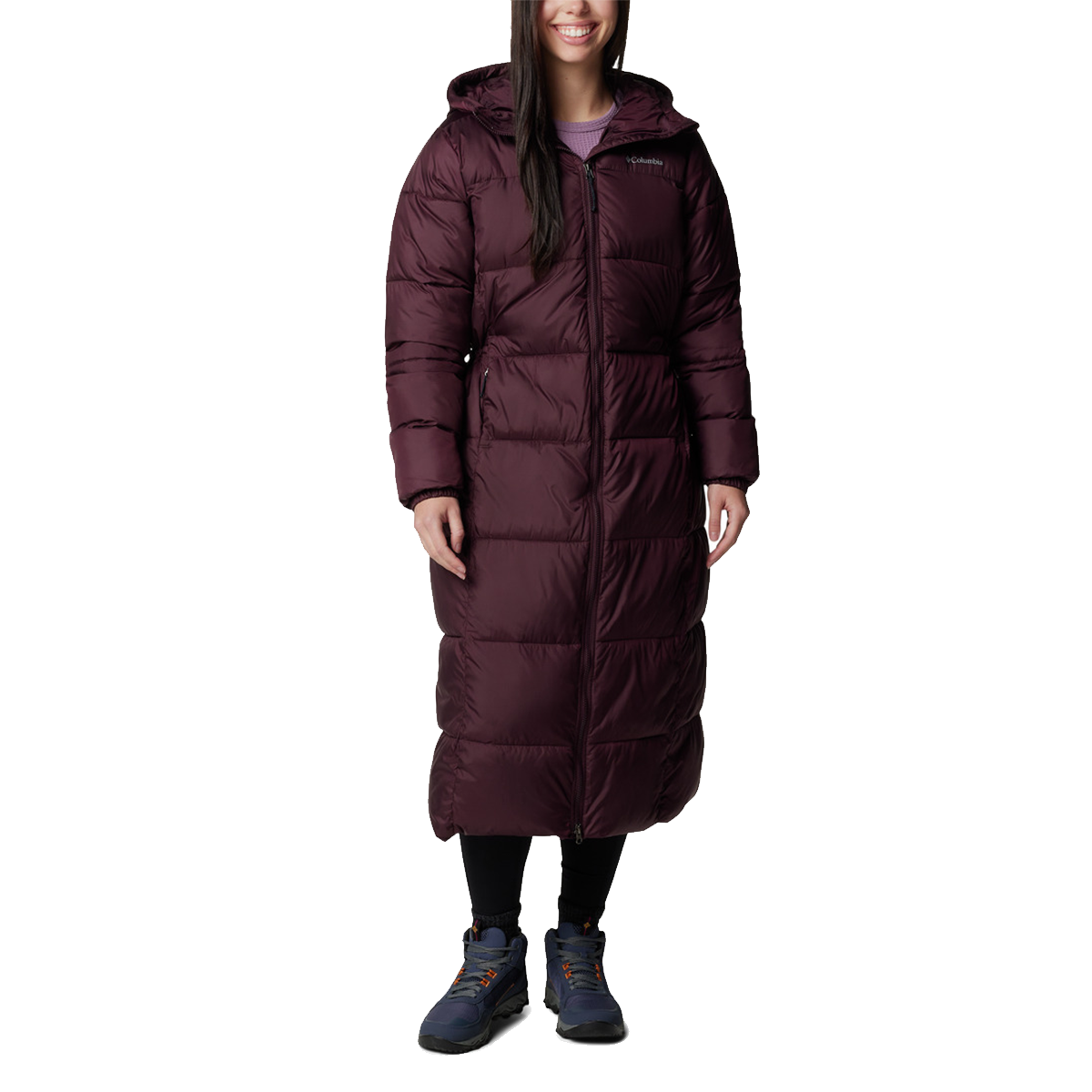 Prešívaná bunda Columbia Puffect™ II Long Hooded Puffer Jacket Vínová | 2088451607, 0