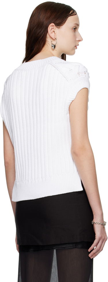 Sveter Helmut Lang Cable Knit Vest Biela | N01HW716, 2