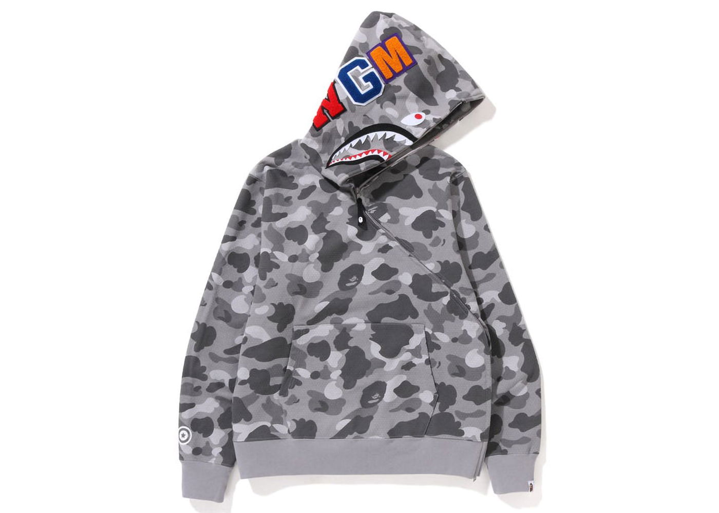 Mikina BAPE Honeycomb Camo Shark Full Zip Hoodie Šedá | 1J30-115-009, 0