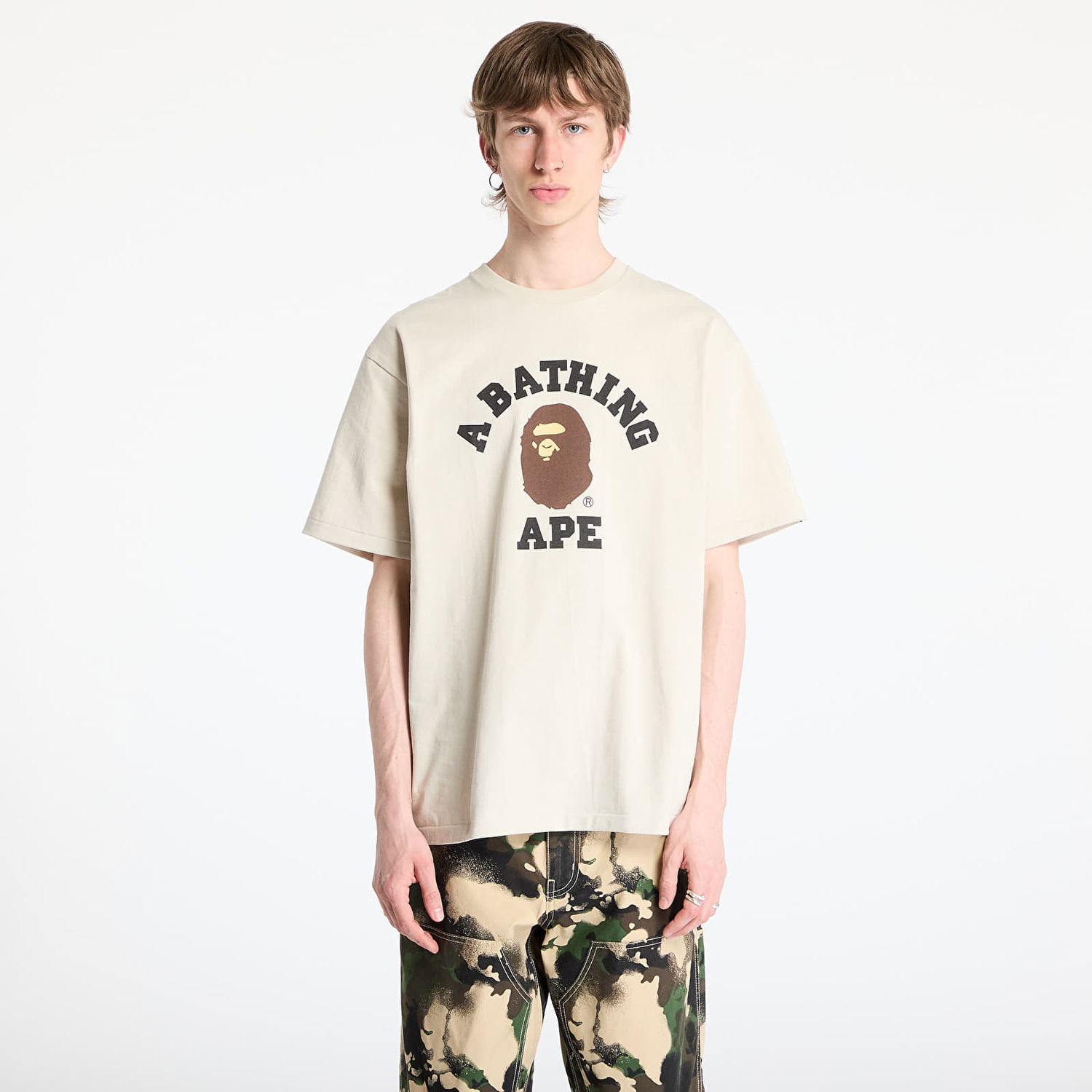Tričko BAPE A BATHING APE College T-Shirt Béžová | 001TEL301001MBEI, 0