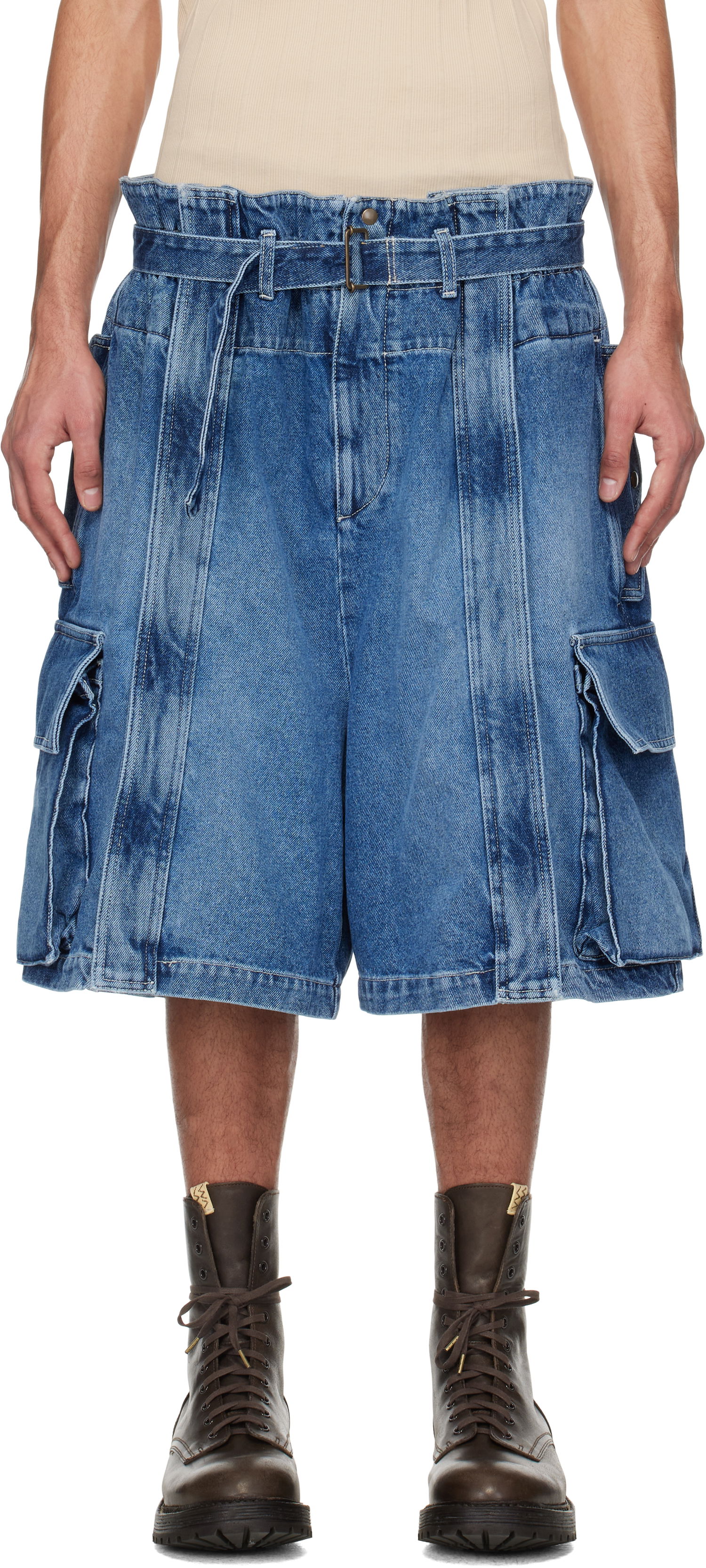 Šortky HED MAYNER Hed Mayner Denim Cargo Shorts Modrá | HMMA67025A-HA191, 0