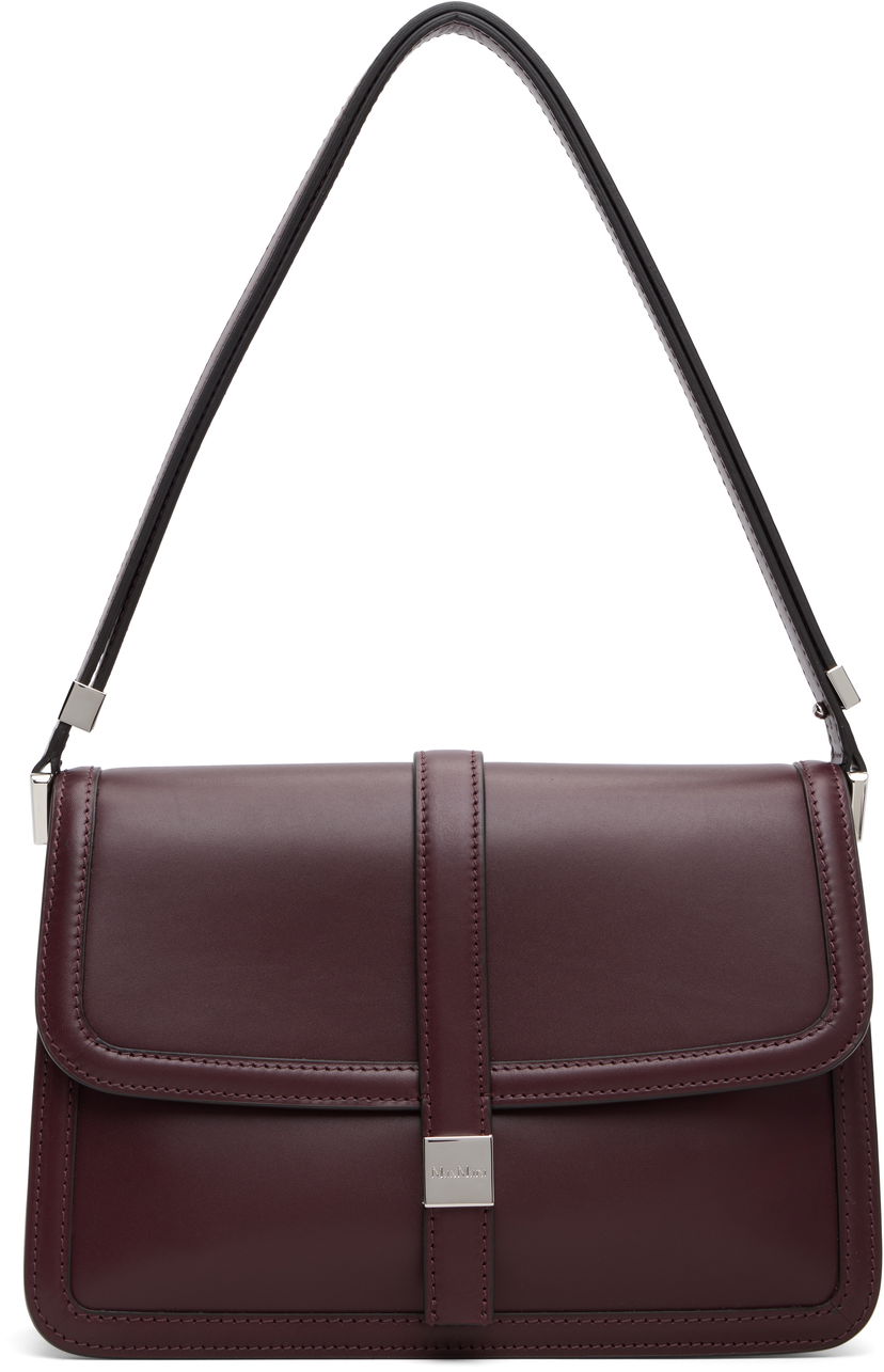 Taška cez rameno Max Mara Bianca Leather Shoulder Bag Vínová | 2524516172600