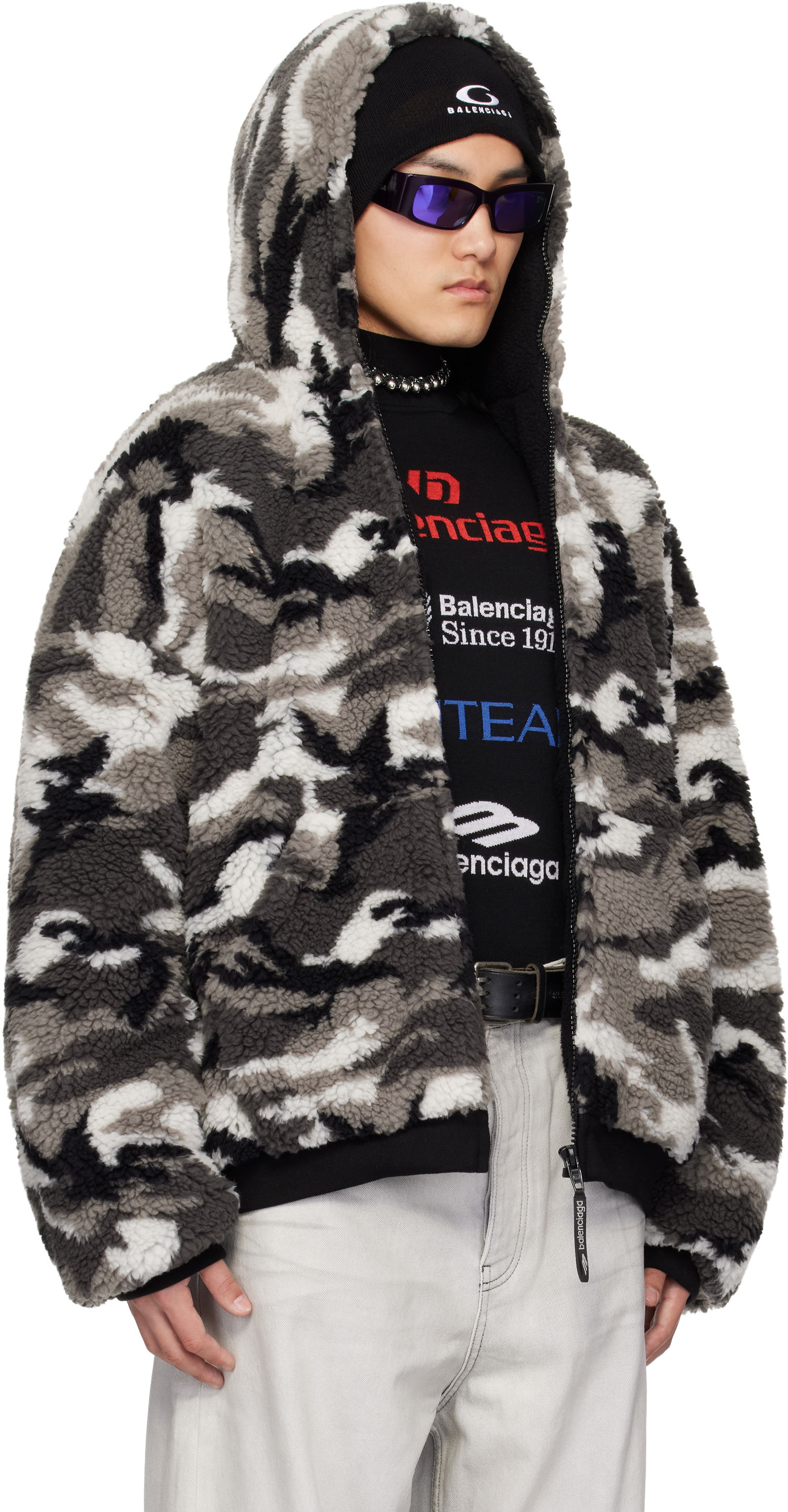 Bomber bunda Balenciaga Balenciaga Ski Zip-Up Fleece Hoodie Rôznofarebný | 809469-TPQ11-1240, 1