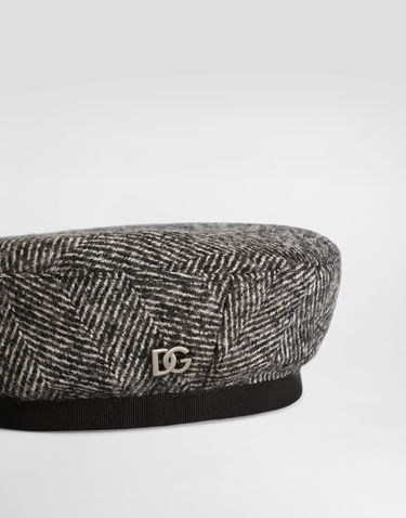 Baretka Dolce & Gabbana Dolce & Gabbana Wool Blend Chevron Beret Šedá | LB5H43FCZAFS8030, 2