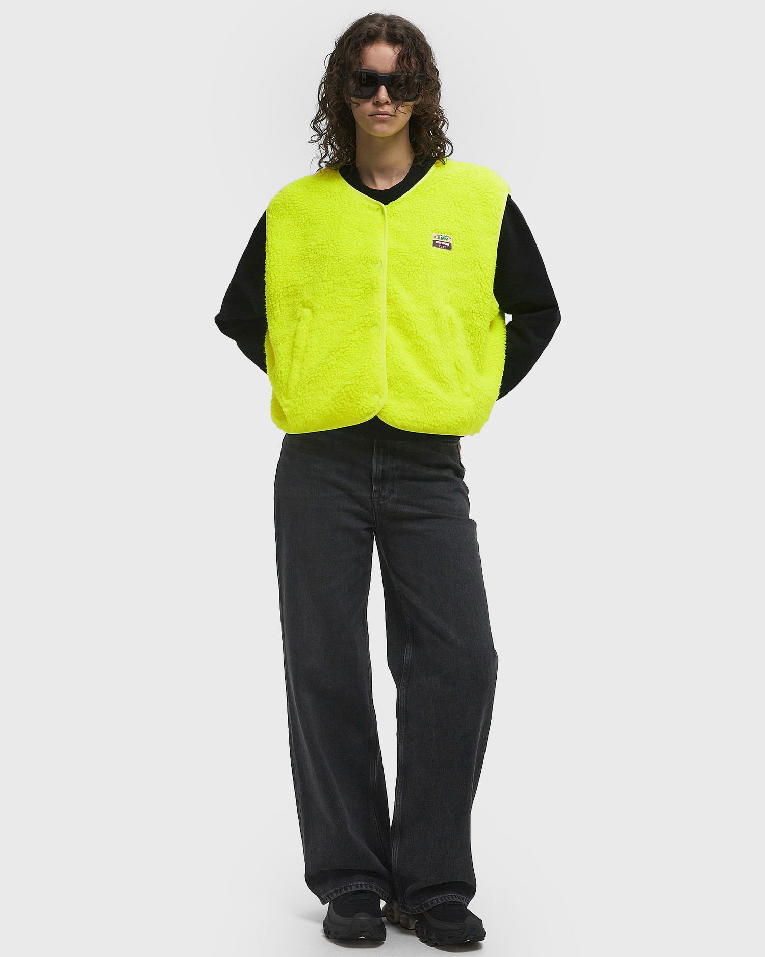Vesta American Vintage American Vintage HOKTOWN Fleece Vest Žltá | HOK16BE25-JAUNE-FLUO, 1
