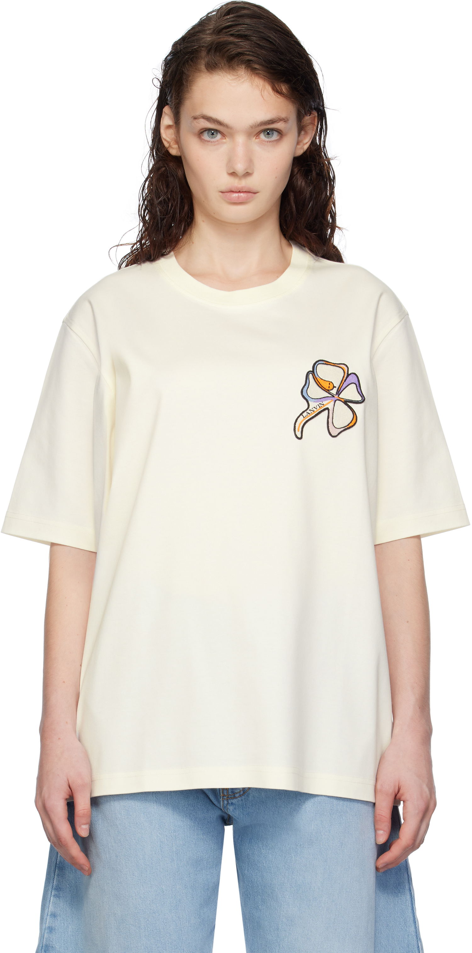 Tričko LANVIN Clover Snake Patch T-shirt Biela | RU-TS0010-J156-H24, 0