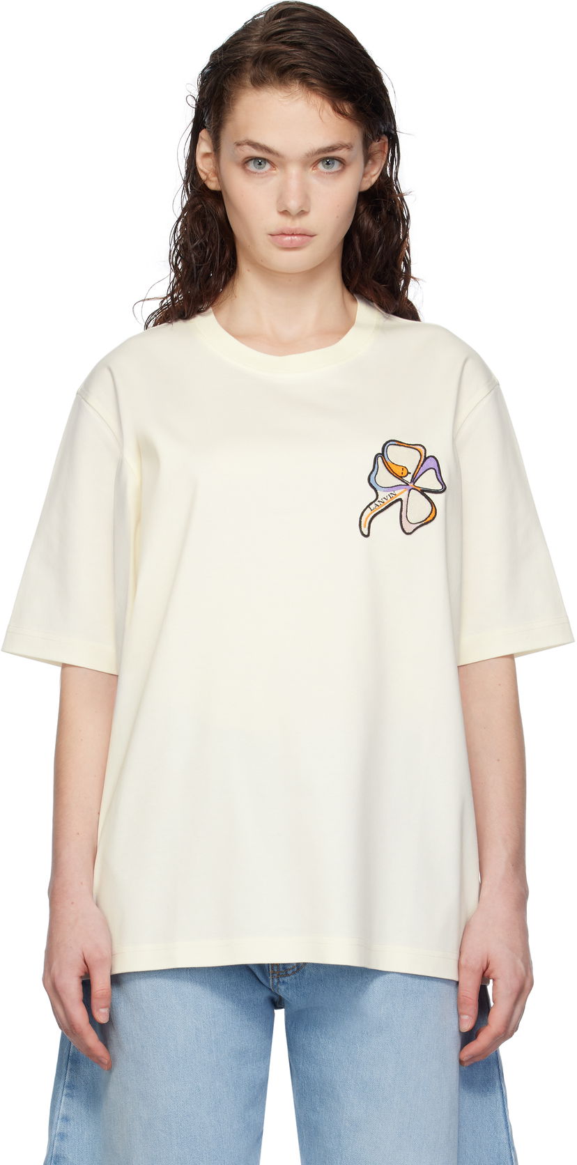 Tričko LANVIN Clover Snake Patch T-shirt Biela | RU-TS0010-J156-H24