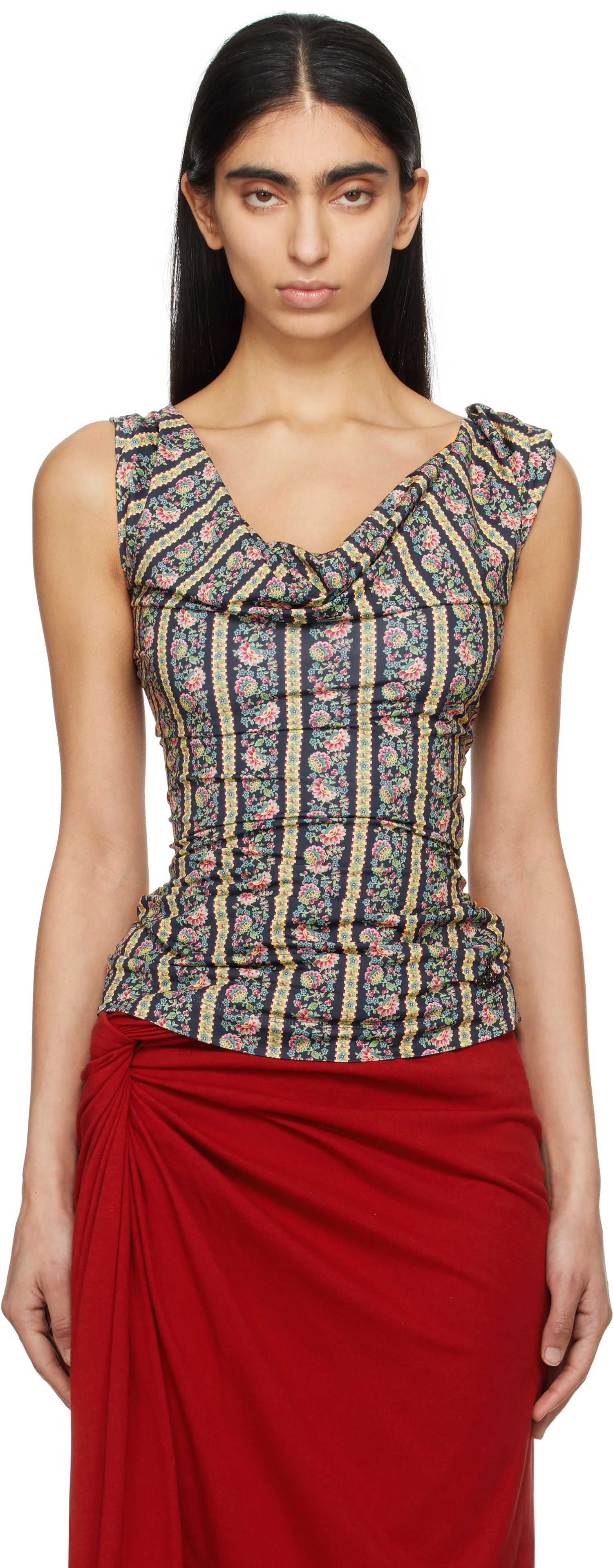 Tielko Vivienne Westwood Vivienne Westwood Ginnie Floral Jersey Sleeveless Top Čierna | 16030007-J008A-, 0