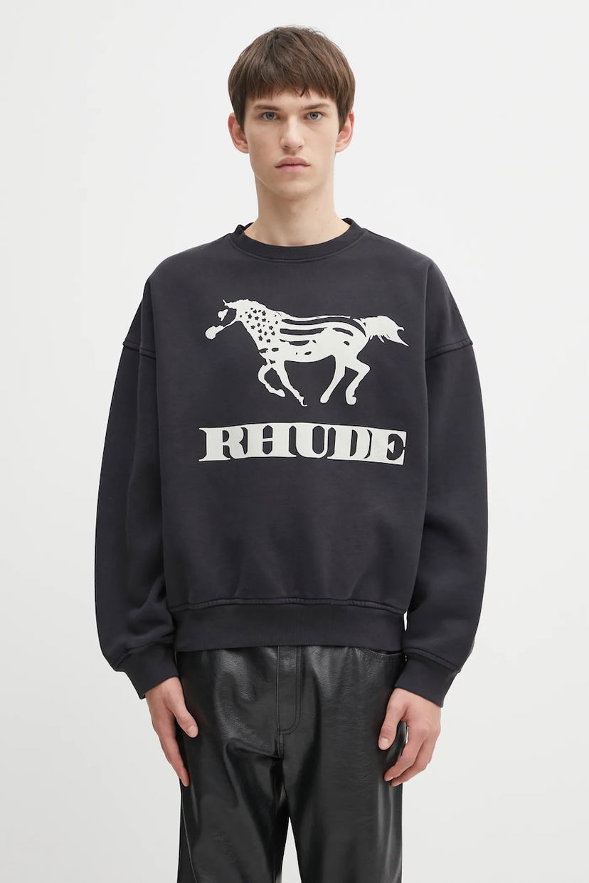 Mikina Rhude Dinero sweatshirt with horse print Čierna | RHFW25ST04012