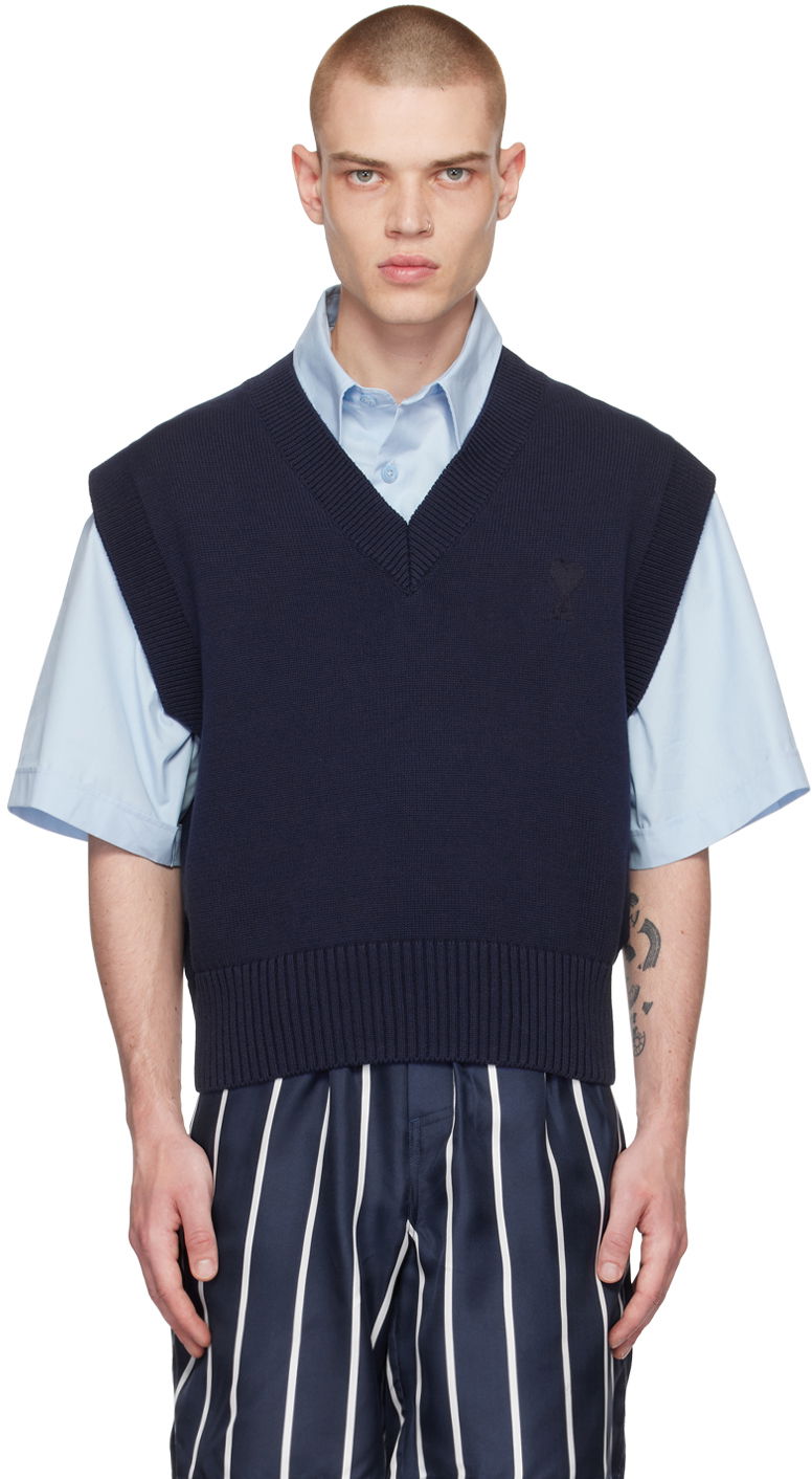 Sveter AMI Vest Navy | UKS708.016, 0