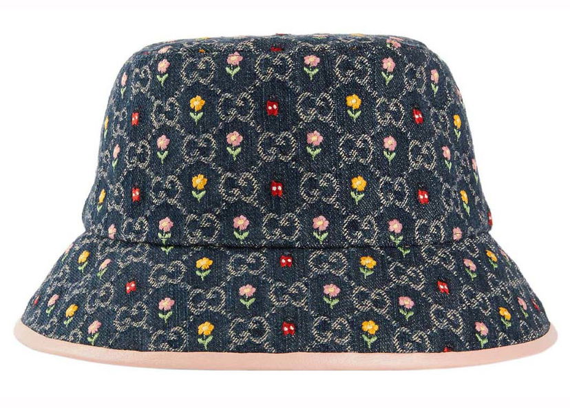 Klobúk Gucci Embroidered Flower Denim Bucket Hat Blue Multi Rôznofarebný | 701697 3HAJC 4472
